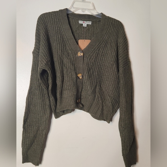 Love Change Olive Green Button-Up Cardigan - Picture 1 of 3